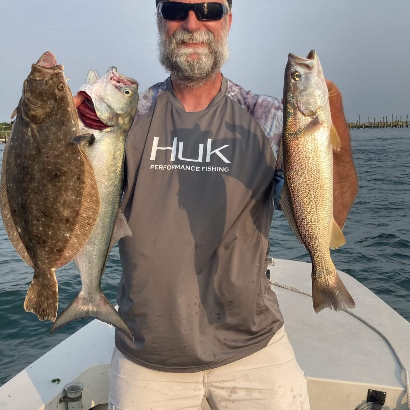 outer banks flounder, trout and blues